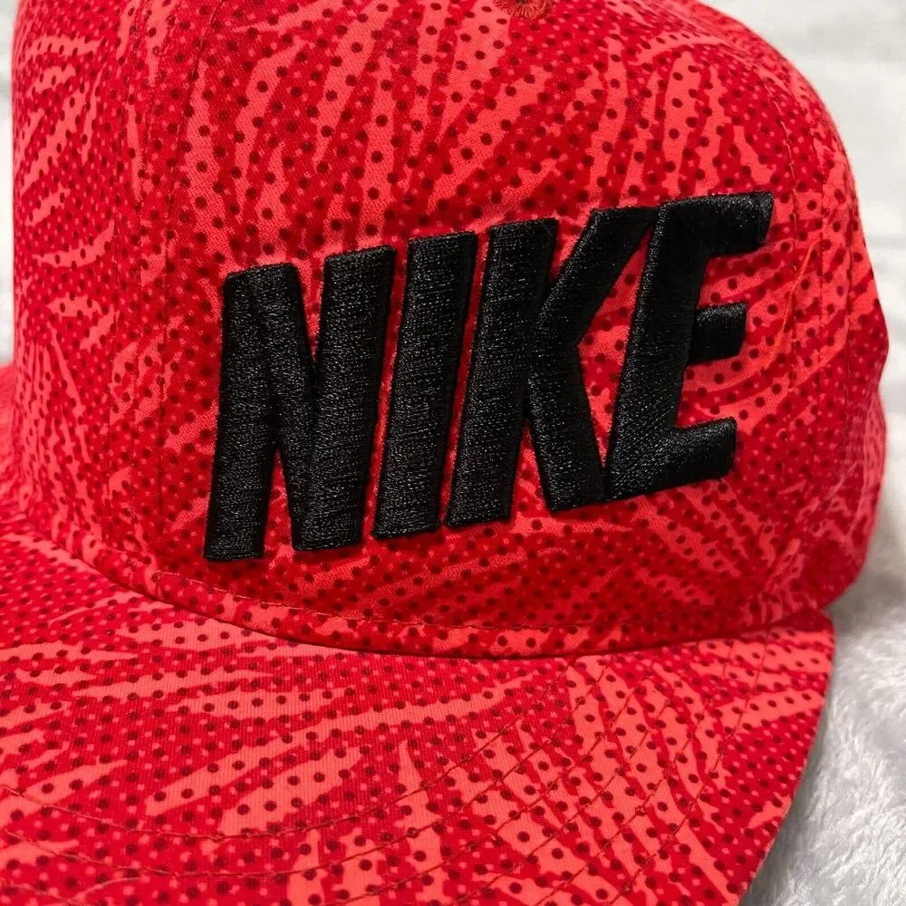 Nike Hat‎ Cap Red Youth Snapback True Tropical Storm Palm Leafs Print Flat Brim